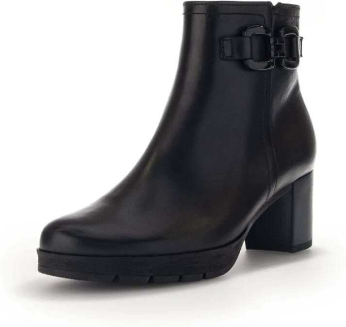 Gabor Elegante Leren Enkellaars Black Dames