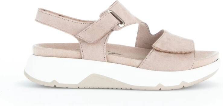 Gabor Fluwelen Leren Sandalen Beige Dames - Foto 4