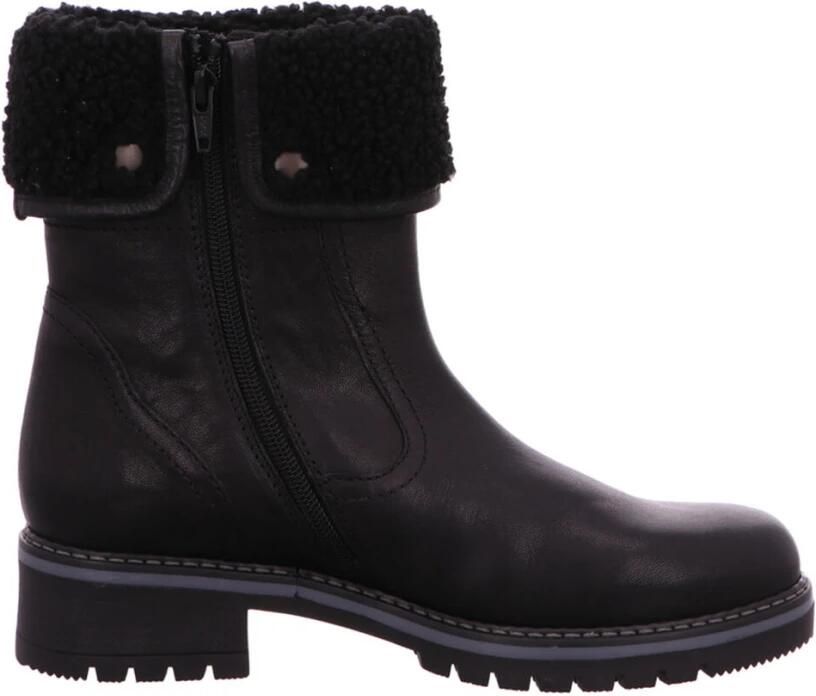 Gabor Zwarte enkellaarzen in leren combinatie Black Dames