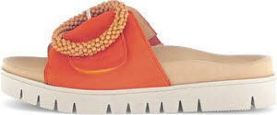 Gabor Slippers plateau zomerschoen slippers met sierparels aan de decoratieve gesp