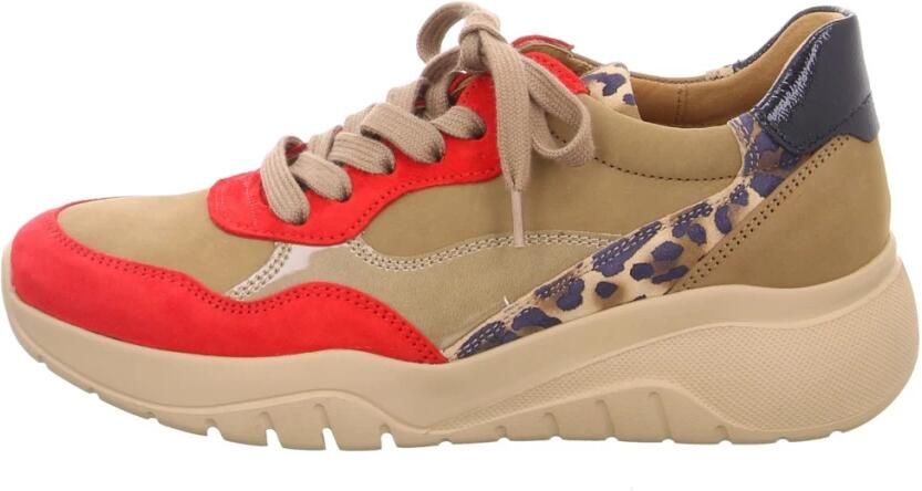 Gabor Zwarte Leren Lage Sneaker Mix Multicolor Dames