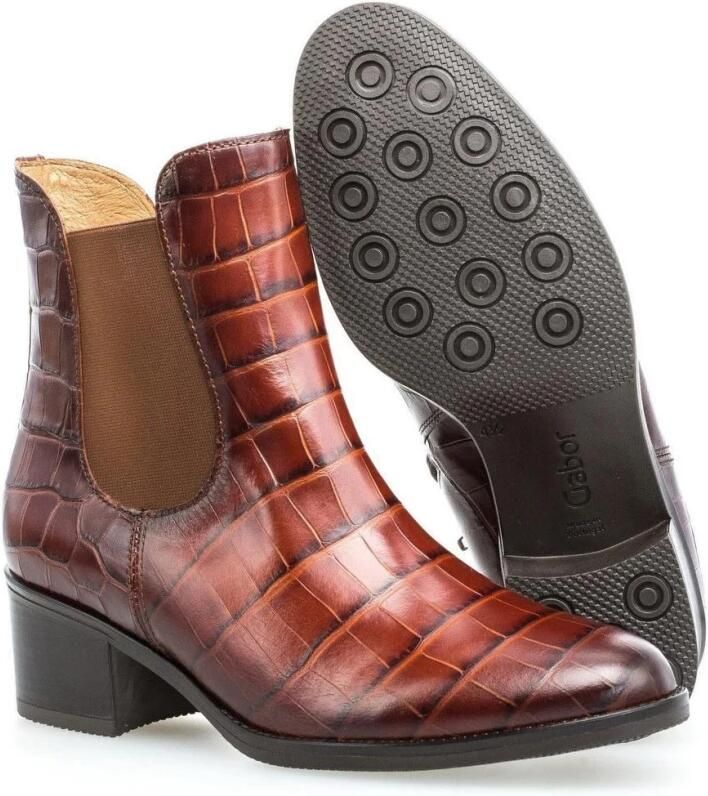 Gabor Cowboy enkellaars met krokoprint Brown Dames