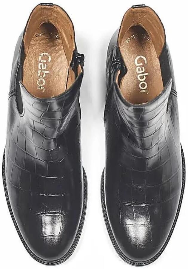 Gabor Zwarte Leren Croco Print Enkellaars Black Dames - Foto 3