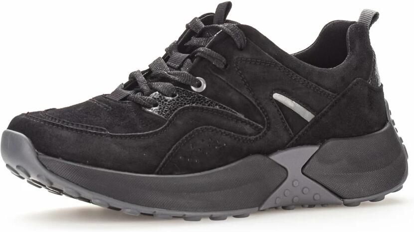 Gabor Zwarte Fluwelen Mand Sneakers Black Dames