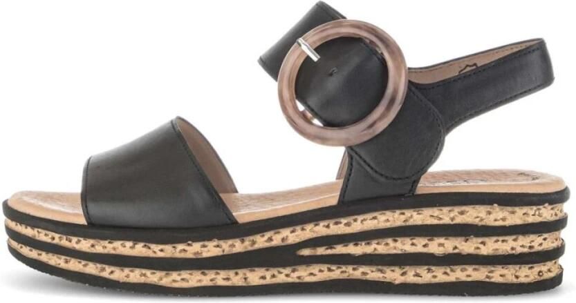 Gabor Dames sandalen met plateau 84.550.27 Zwart leer - Foto 2