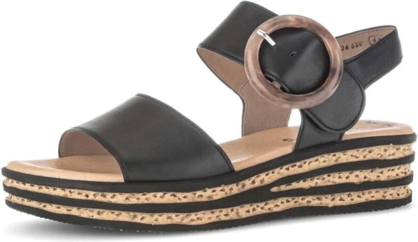 Gabor Dames sandalen met plateau 84.550.27 Zwart leer - Foto 6
