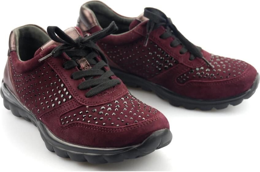 Gabor Rollingsoft Sensitive Merlot Rode Leren Suède Sneakers - Foto 2