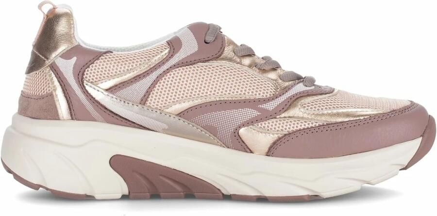 Gabor Rollingsoft Sneaker Zacht Roze Mesh Leer Combi