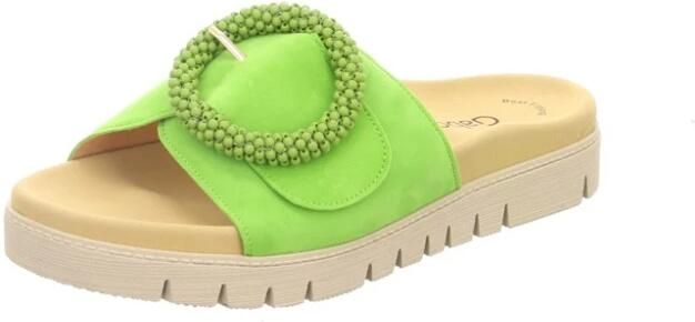 Gabor Slippers plateau zomerschoen slippers met sierparels aan de decoratieve gesp