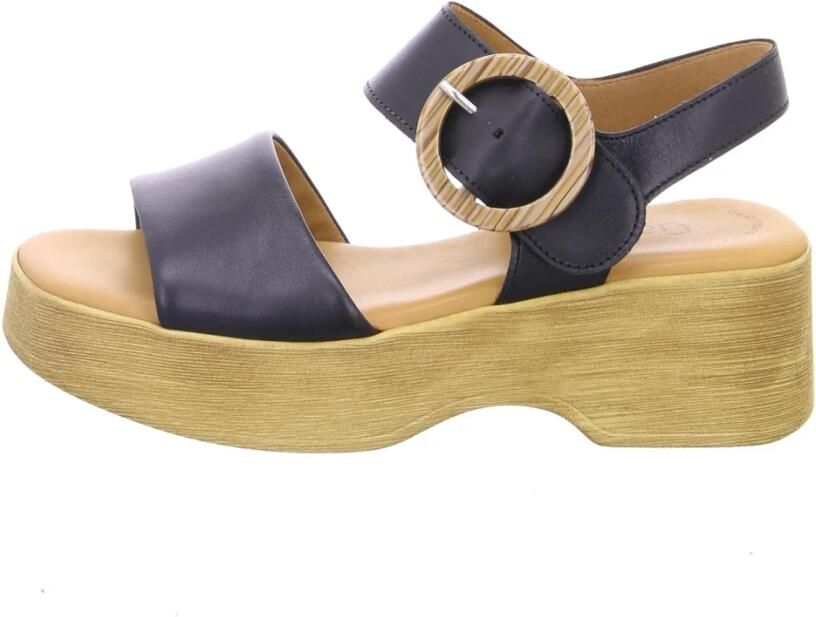 Gabor Sandaaltjes zomerschoen riemchensandaal met plateau in houtlook