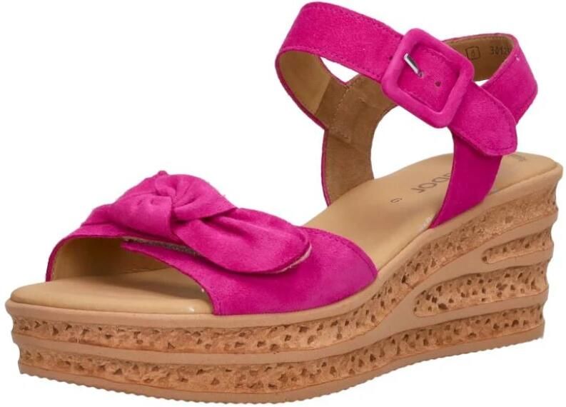 Gabor Sleehaksandaaltjes zomerschoen sandaal keilhak met mooie decoratieve strik - Foto 3