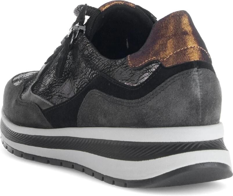 Gabor Zwarte Leren Sneakers met Suède Details - Foto 2