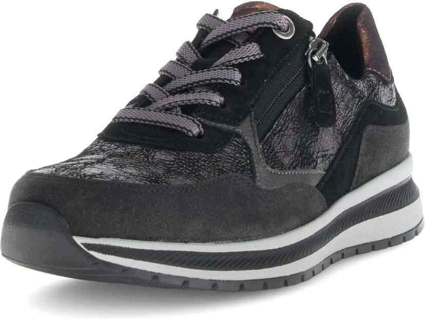 Gabor Zwarte Leren Sneakers met Suède Details - Foto 2