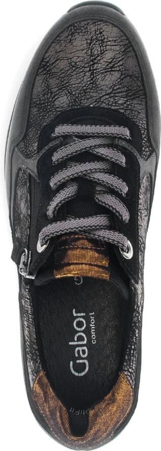 Gabor Zwarte Leren Sneakers met Suède Details - Foto 4