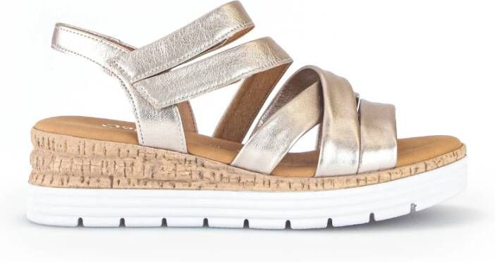 Gabor Gouden leren multi-band sandalen Yellow Dames
