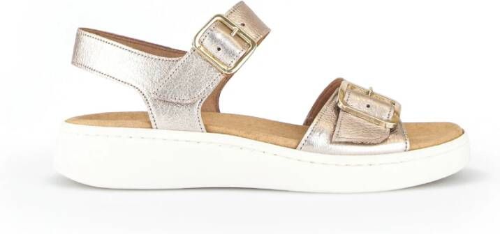 Gabor Gouden Leren Sandalen Yellow Dames