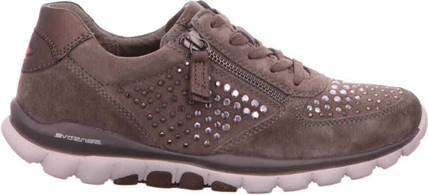 Gabor Grijze Velours Veterschoenen Dames