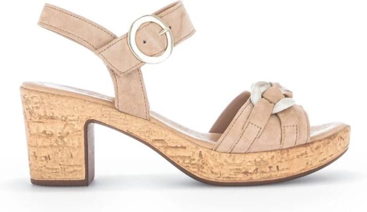 Gabor Beige Suède Plateau Sandalen Beige Dames - Foto 6