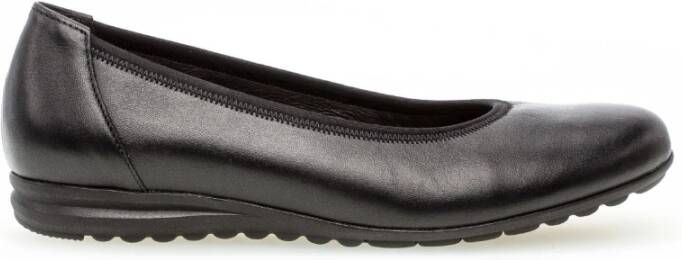 Gabor Klassieke zwarte leren ballerina schoenen Black Dames