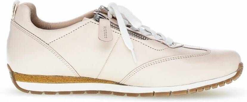 Gabor Leren Sneaker met Dubbele Ritsen Beige Dames