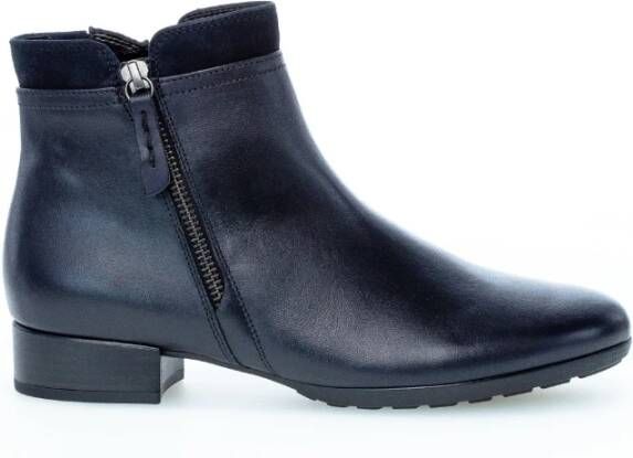 Gabor Marine Leren en Fluweel Booties Blue Dames