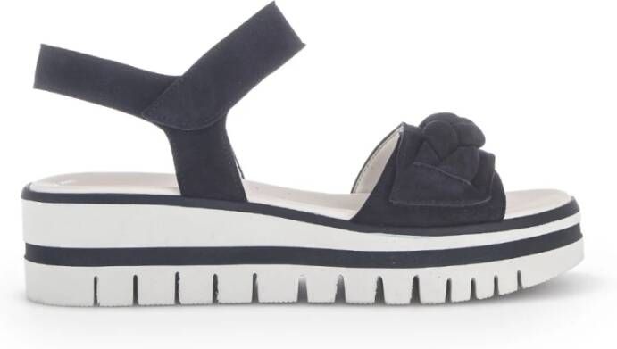Gabor Marineblauwe Suède Sandalen Klittenbandsluiting Blue Dames