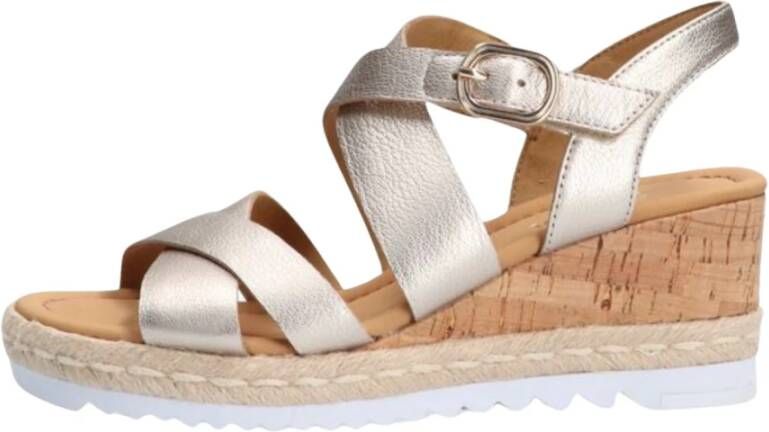 Gabor Metallic Kruisband Sleehak Sandalen Beige Dames