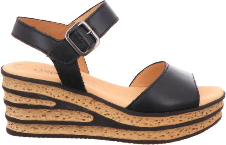 Gabor Zwarte Leren Sandalen Black Dames - Foto 3