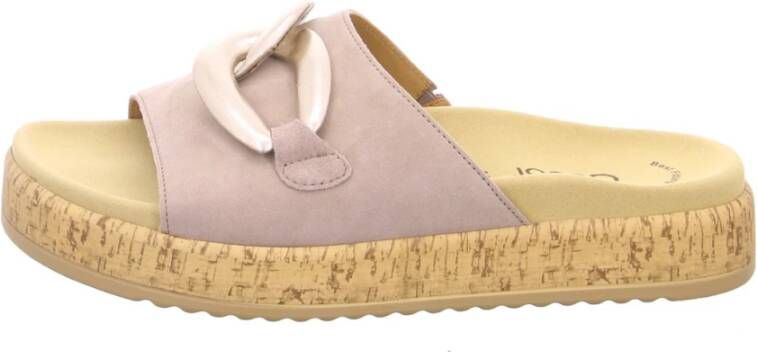 Gabor Slippers plateau zomerschoen instapper met beklede decoratieve ketting