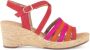 Gabor Rode Roze Oranje Velours Sandalen Multicolor Dames - Thumbnail 1
