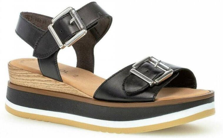 Gabor Zwarte Leren Casual Open Sandalen Black Dames