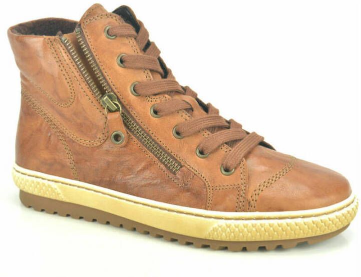 Gabor Veelzijdige Hoge Sneakers in Cognac Brown Dames
