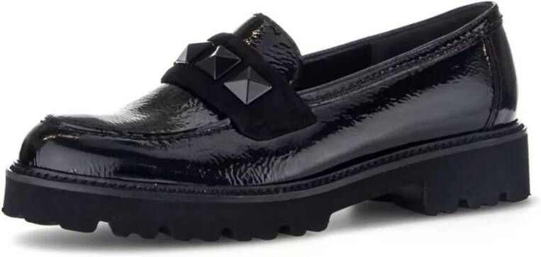 Gabor Stijlvolle Zwarte Lakloafers Black Dames
