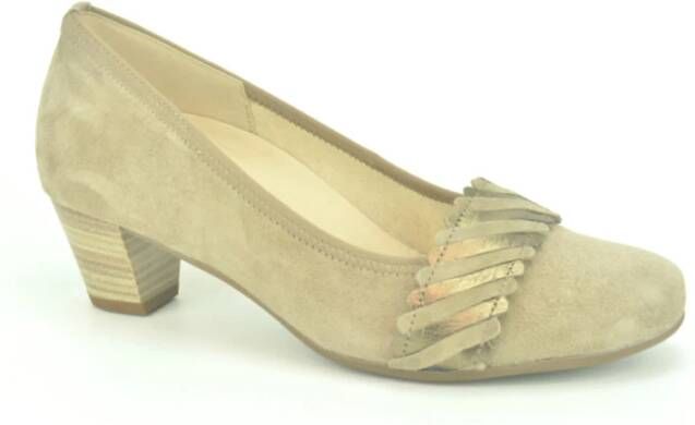 Gabor Taupe Suède + Bronzen Pump 4cm Beige Dames