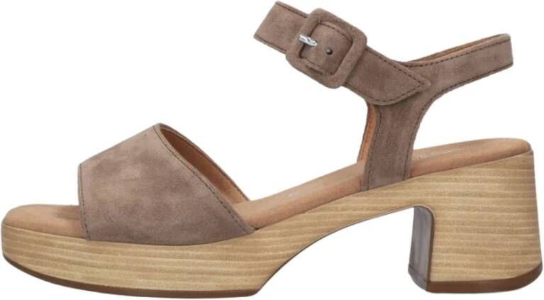 Gabor Taupe Suède Sandalen met Blokhak Brown Dames