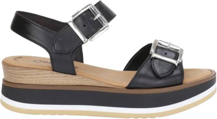 Gabor Zwarte Leren Casual Open Sandalen Black Dames