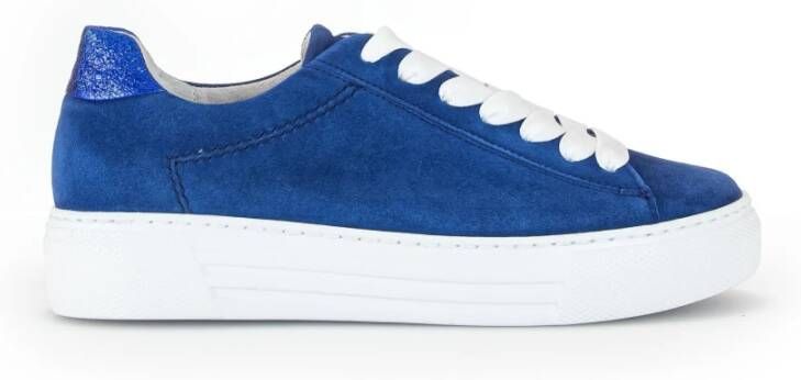 Gabor Velours Veterschoenen Blue Dames