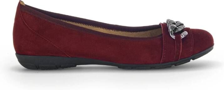 Gabor Velvet Bordeaux Ballerina Red Dames