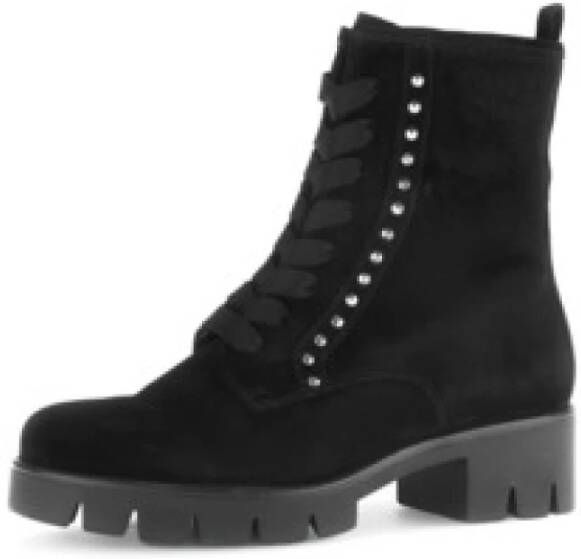 Gabor Veterlaarsjes blokhak plateau veterschoenen versierd met strassstenen
