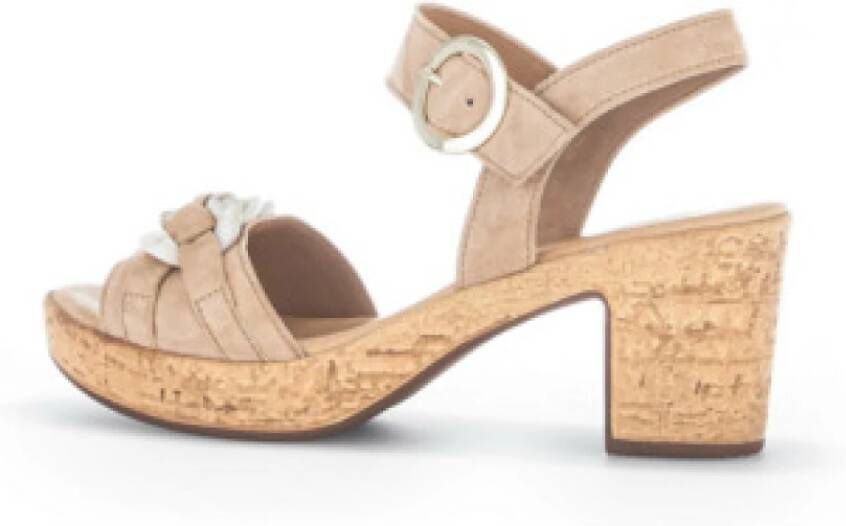 Gabor Beige Suède Plateau Sandalen Beige Dames - Foto 4