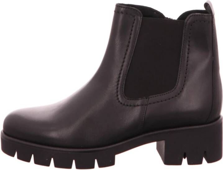 Gabor Zwarte Leren Chelsea Laarzen Comfort Sportieve Stijl Black Dames