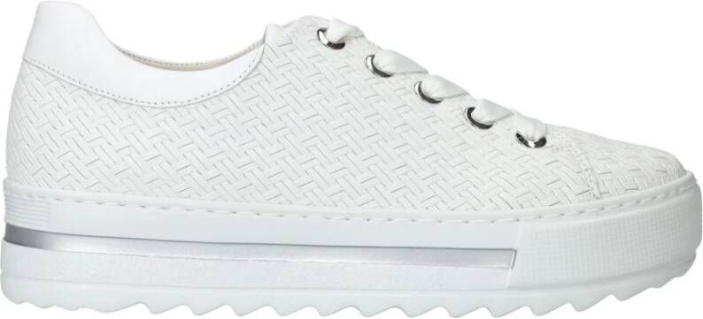 Gabor Wit Geweven Platform Sneaker White Dames
