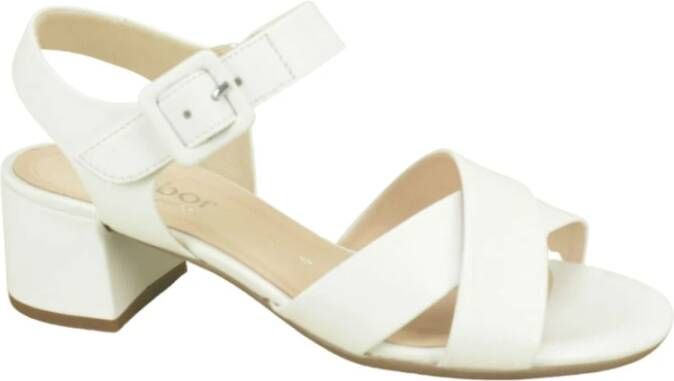 Gabor Wit Zand. + R. DH. 3cm Verhoog je stijl met deze hoge hak sandalen voor vrouwen White Dames