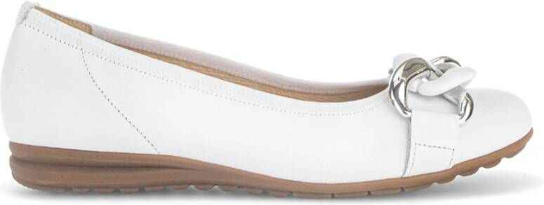 Gabor Witte leren ballerina flats White Dames