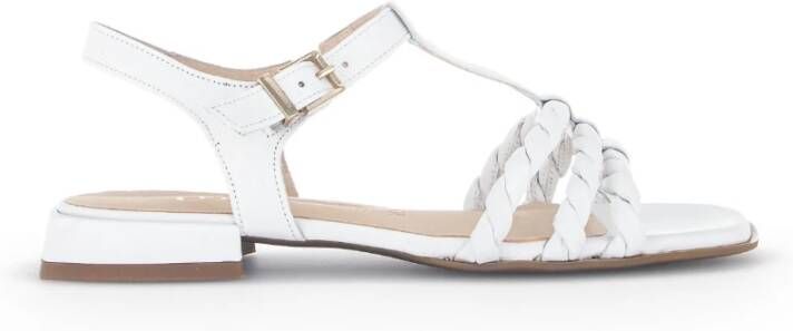 Gabor Witte leren platte sandalen White Dames