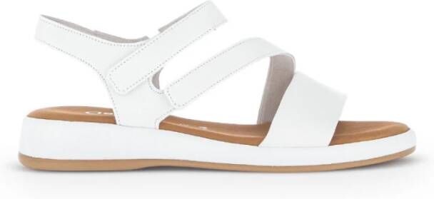 Gabor Witte Leren Sandalen Klittenbandsluiting White Dames