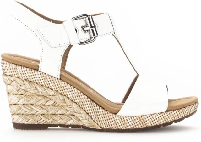 Gabor Witte Leren Sleehak Sandalen White Dames