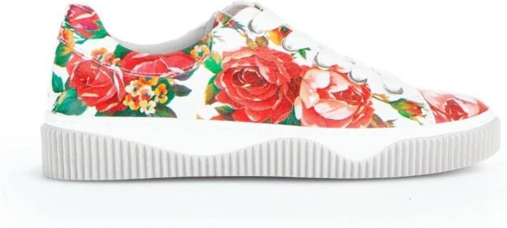 Gabor Witte Leren Sneakers Casual Sportieve Stijl Multicolor Dames