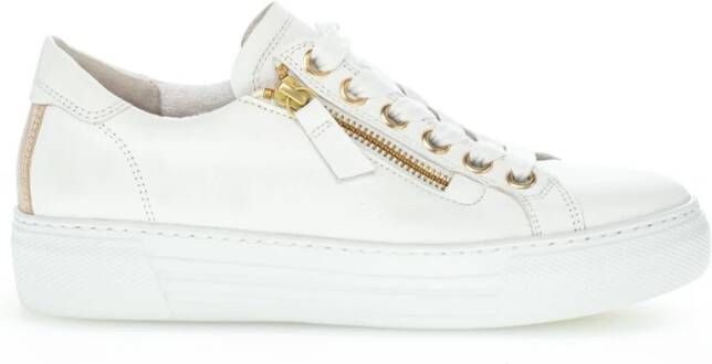 Gabor Witte Gouden Sneakers van geperst leer Multicolor Dames
