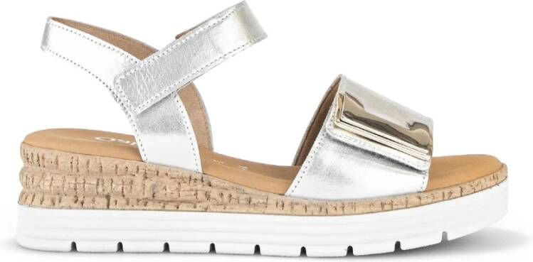 Gabor Zilveren Leren Sandalen Gray Dames